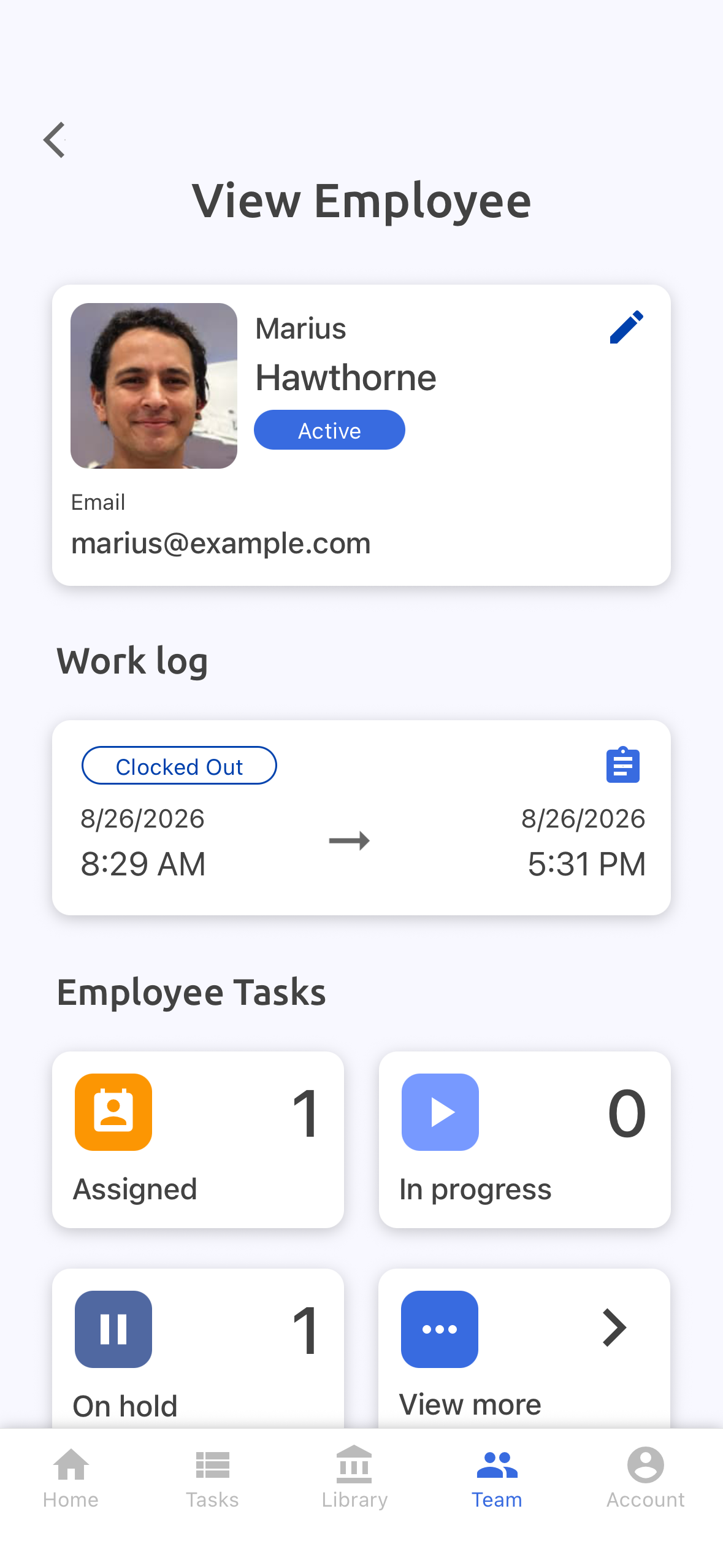 Employee view screen